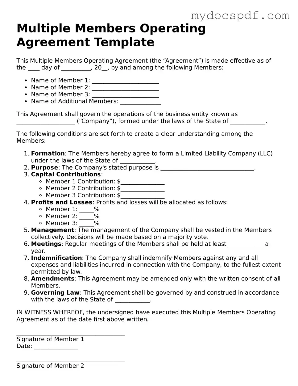 Attorney-Approved Multiple Members Operating Agreement Template