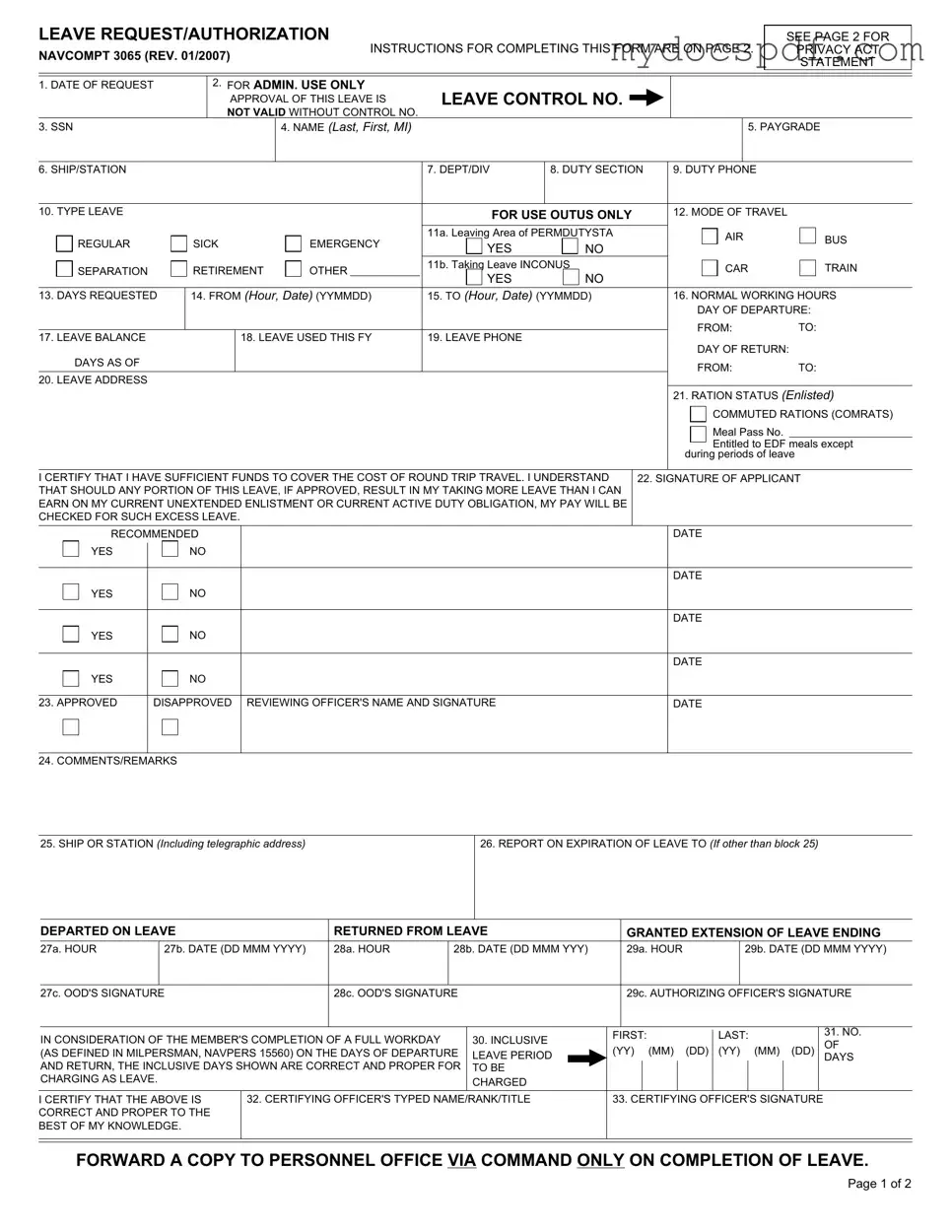 Get Navcompt 3065 Form in PDF