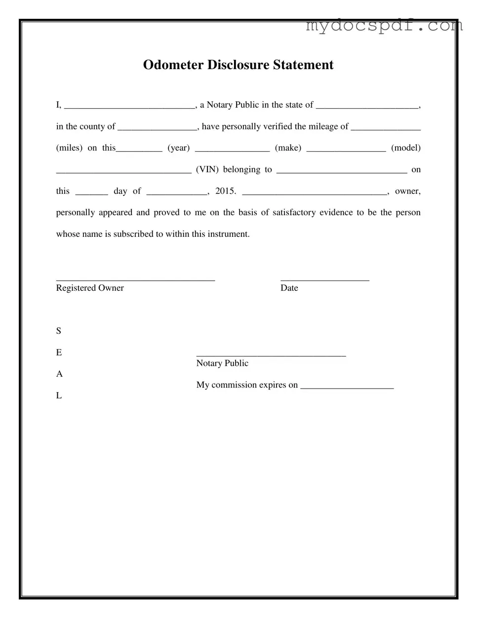Get Notarized Odometer Statement Form in PDF
