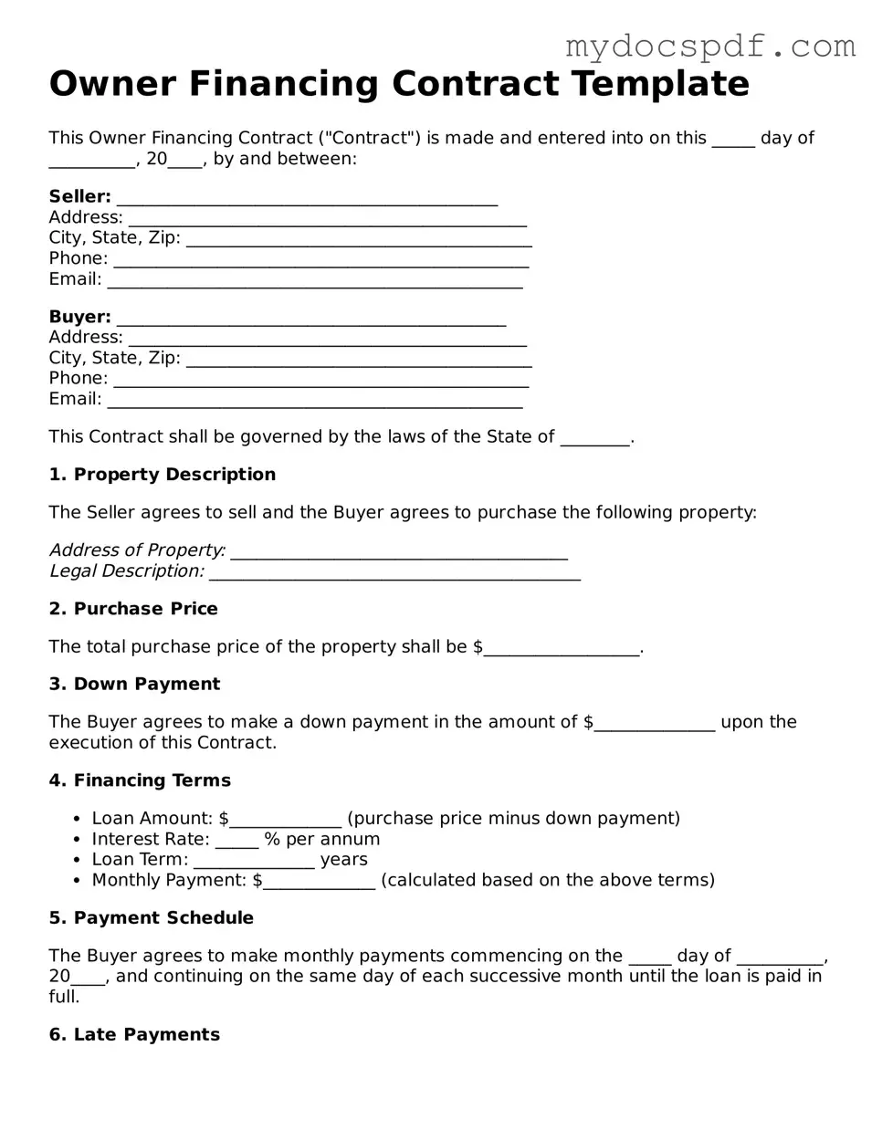 Attorney-Approved Owner Financing Contract Template