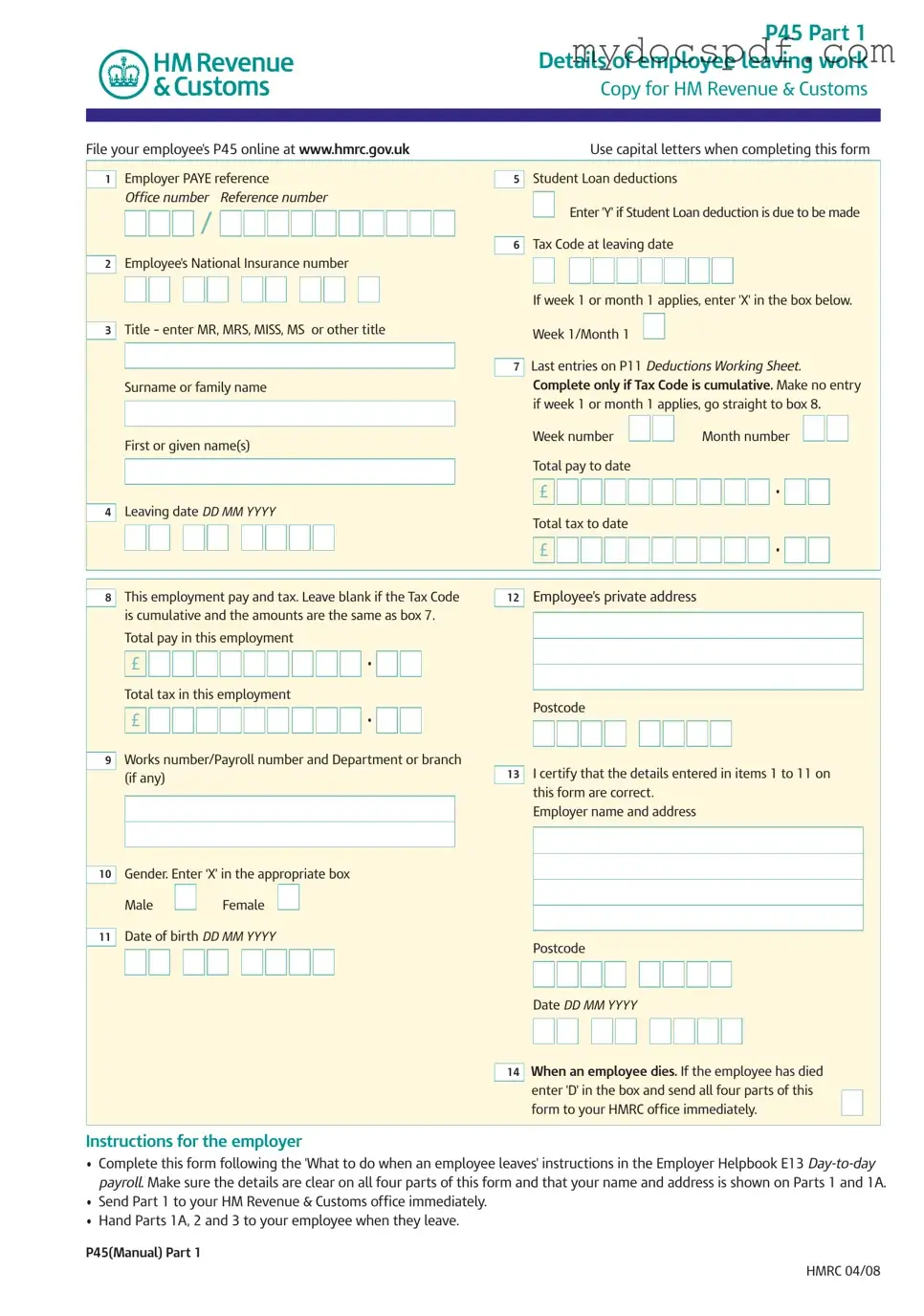 Get P 45 It Form in PDF