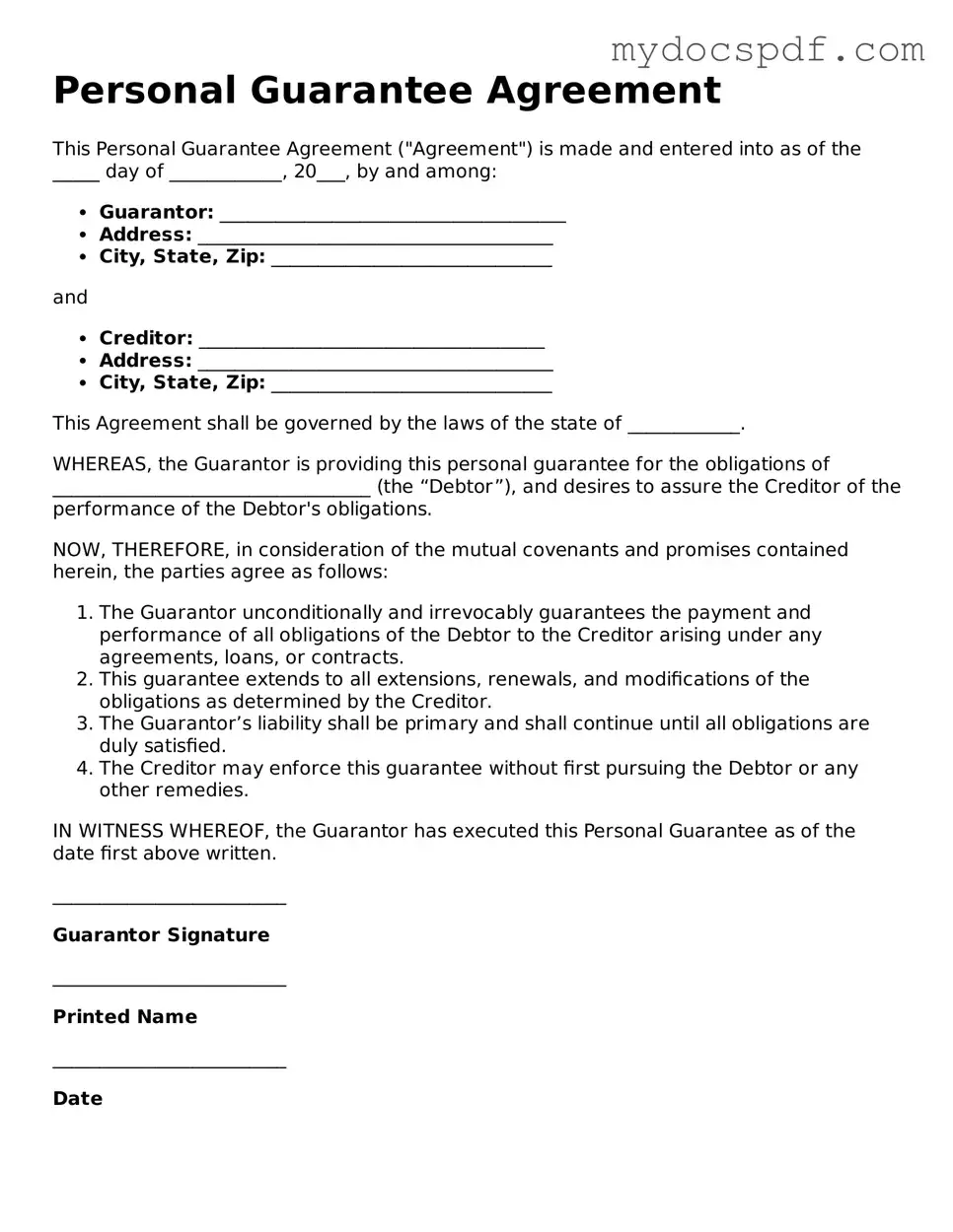 Attorney-Approved Personal Guarantee Template