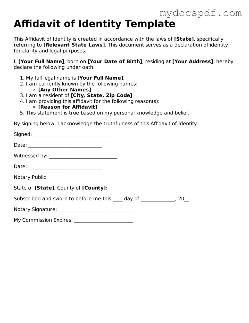 Attorney-Approved Affidavit of Identity Template