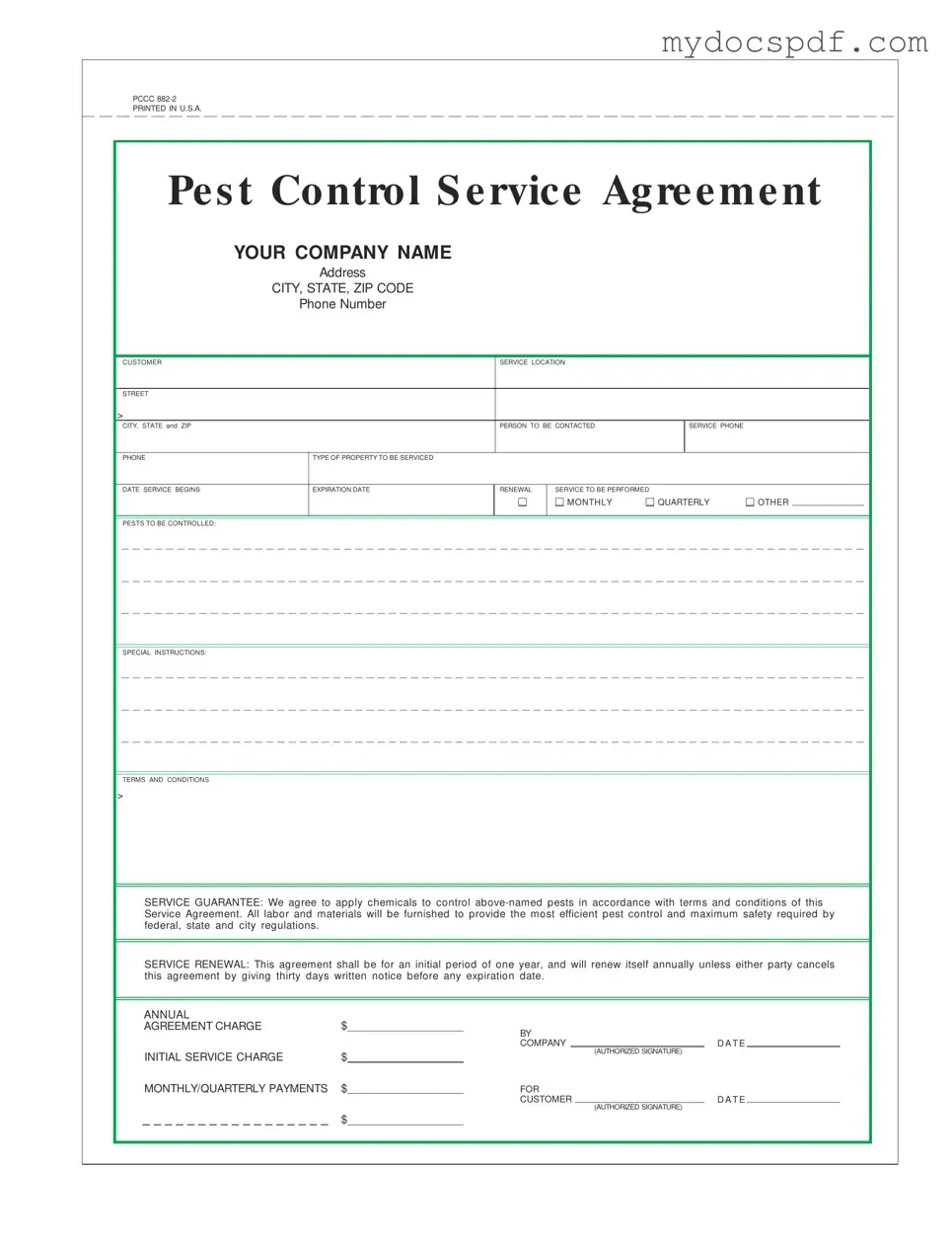 Get Pest Control Contract Form in PDF