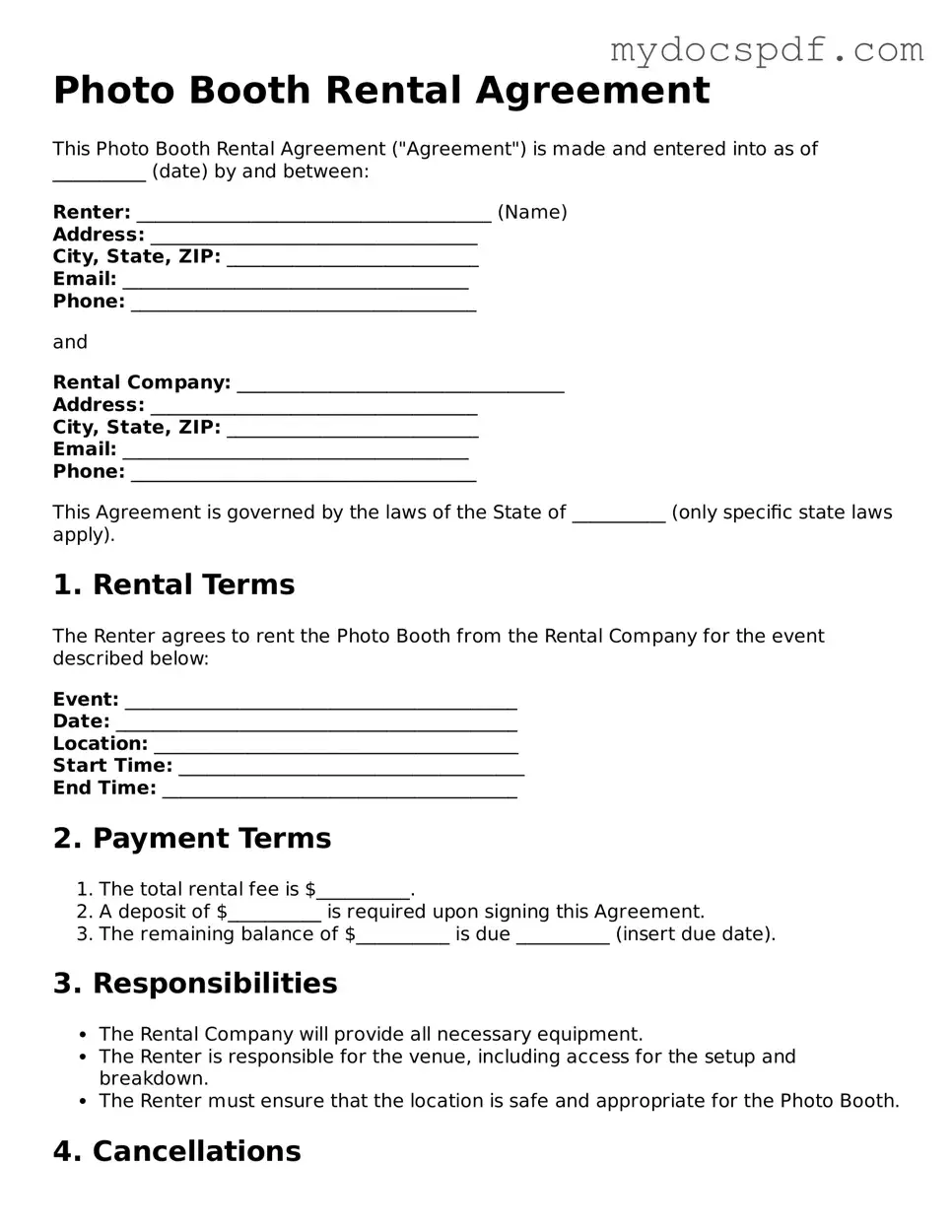 Attorney-Approved Photo Booth Rental Agreement Template