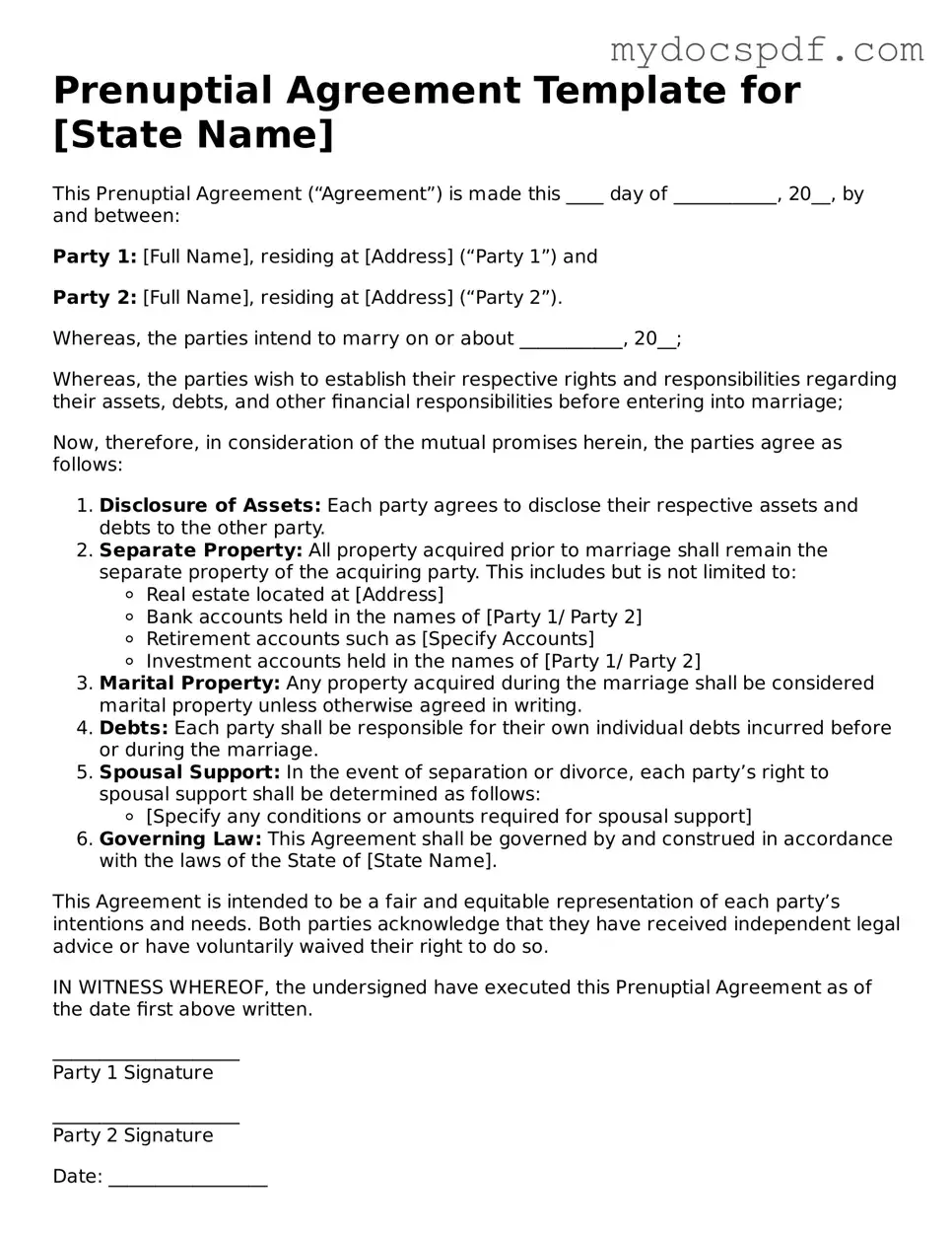 Attorney-Approved Prenuptial Agreement Template