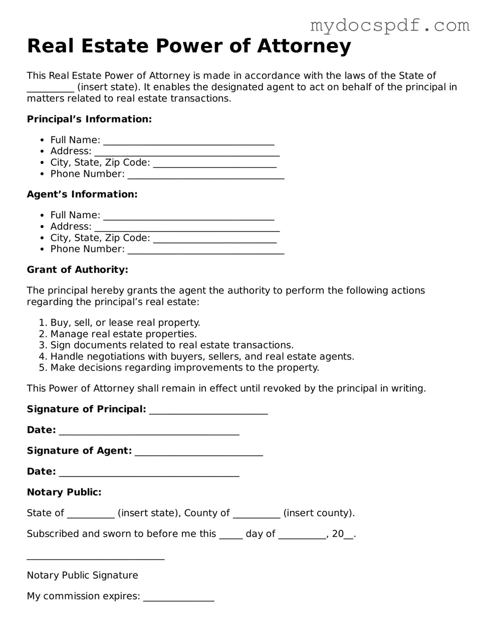 Attorney-Approved Real Estate Power of Attorney Template