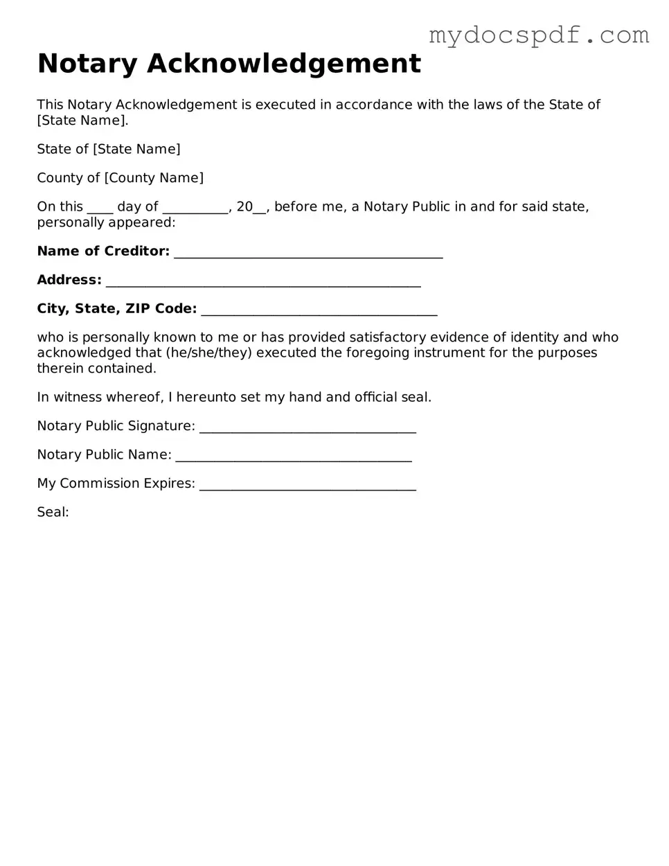 Attorney-Approved Notary Acknowledgement Template