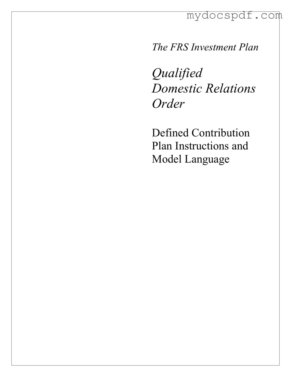 Get Qdro Form in PDF