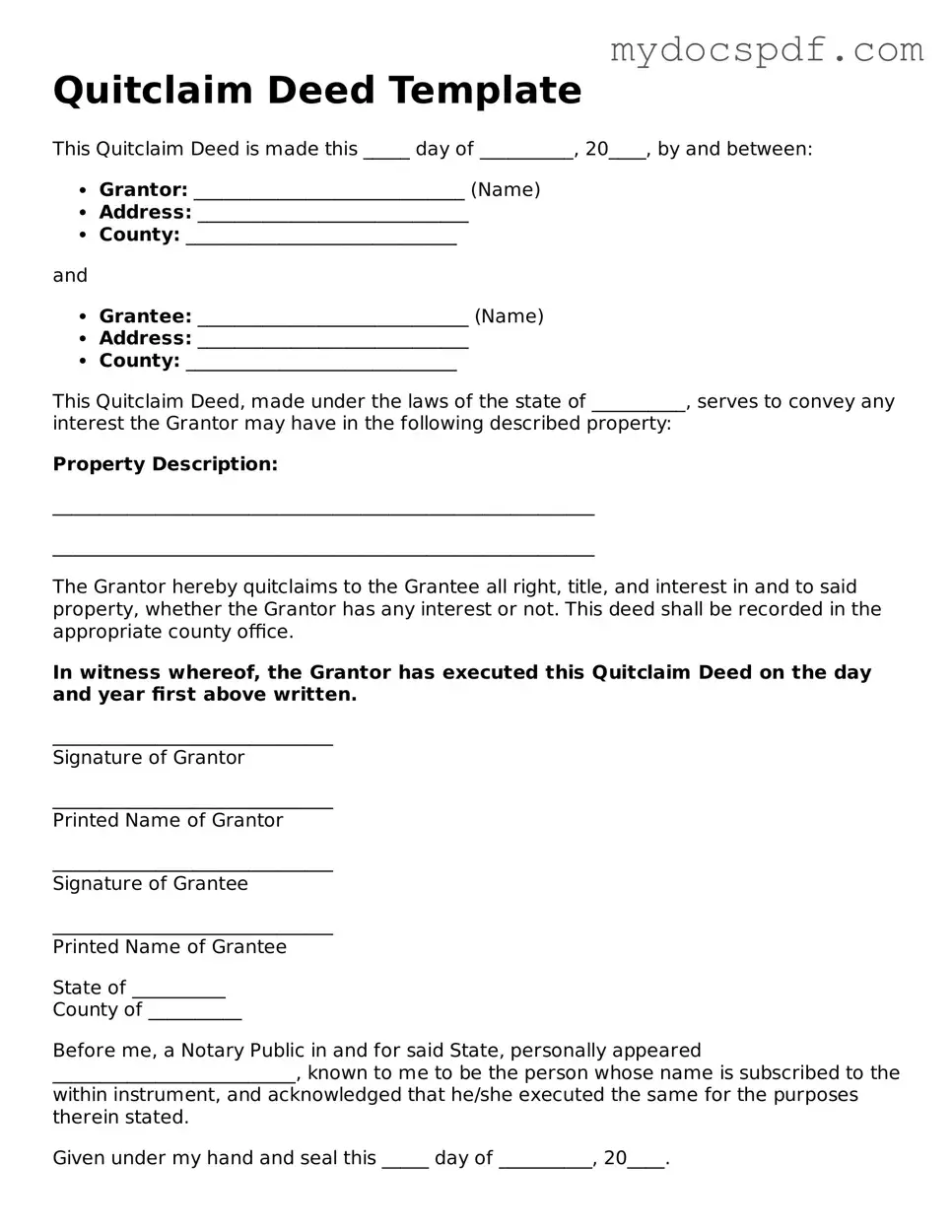 Attorney-Approved Quitclaim Deed Template