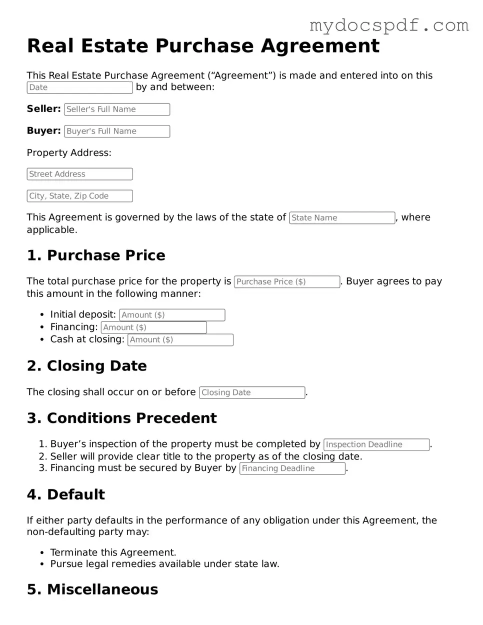 Attorney-Approved Real Estate Purchase Agreement Template