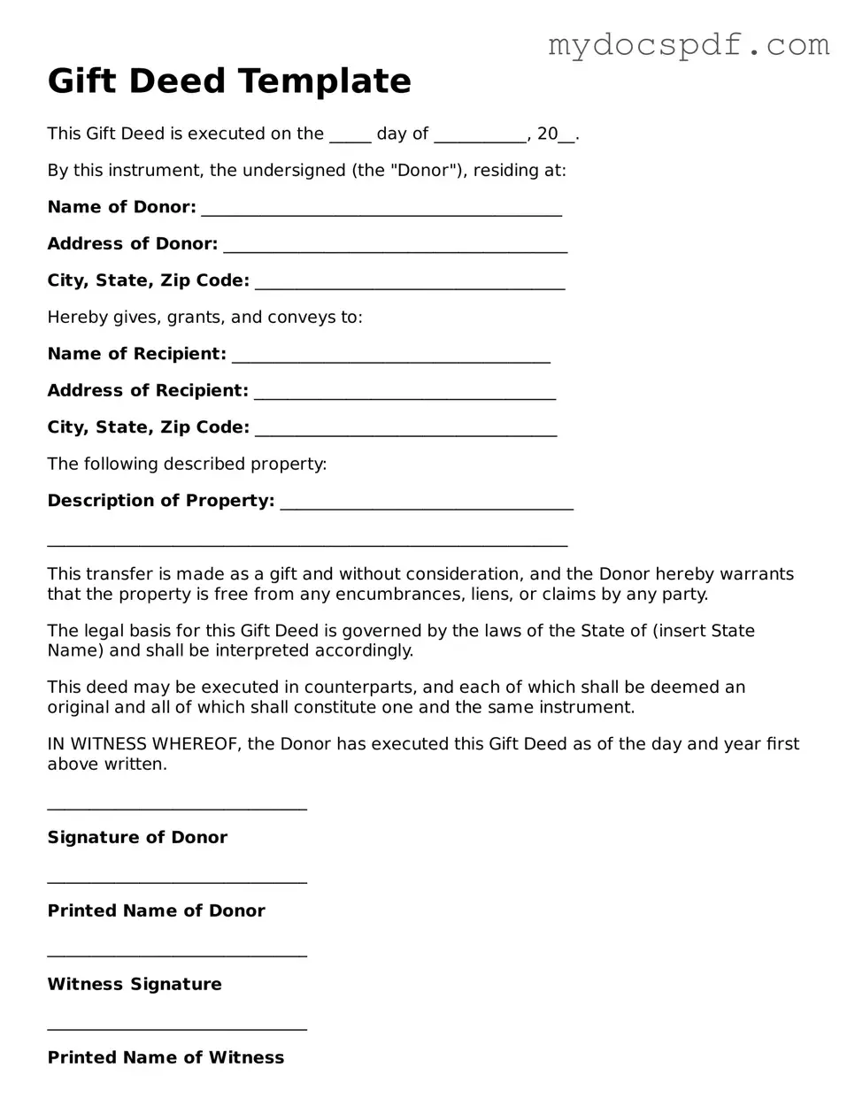 Attorney-Approved Gift Deed Template