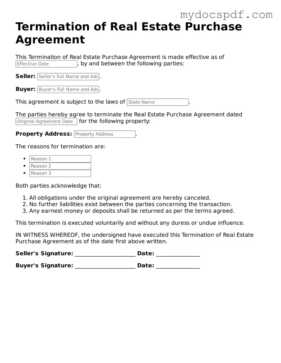 Attorney-Approved Termination of Real Estate Purchase Agreement Template