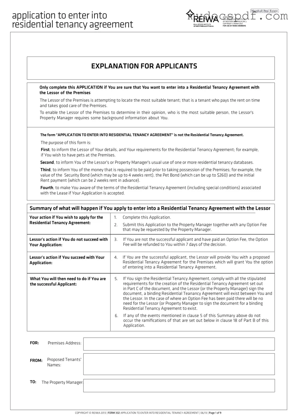 Get Reiwa Tenancy Application Form in PDF