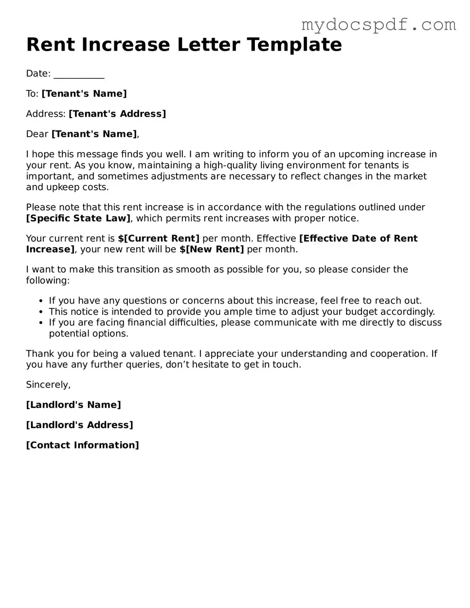 Attorney-Approved Rent Increase Letter Template