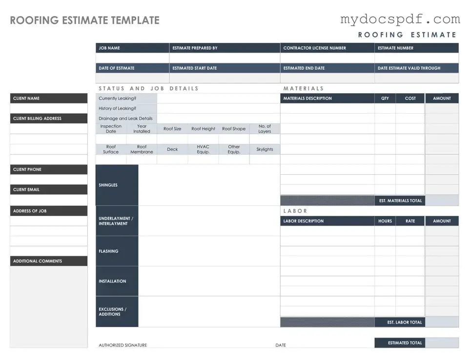Get Roofing Estimate Form in PDF