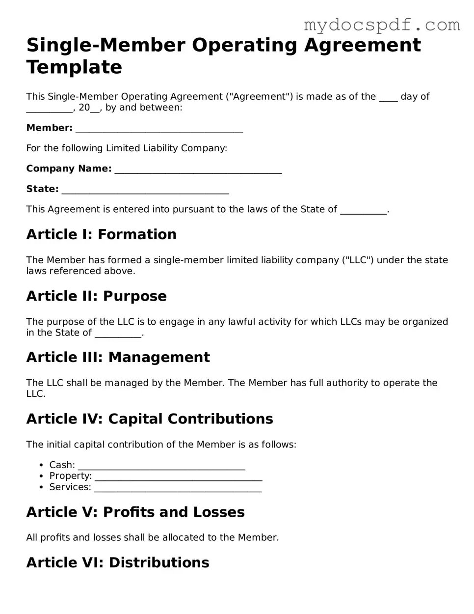Attorney-Approved Single-Member Operating Agreement Template