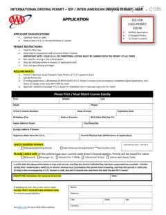 Get Aaa International Driving Permit Application Form in PDF