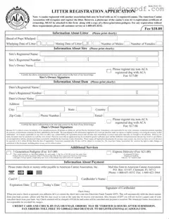 Get Aca Litter Registration Form in PDF