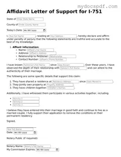 Attorney-Approved Affidavit Letter of Support for I-751 Template