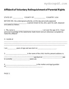 Get Affidavit Parental Rights Form in PDF
