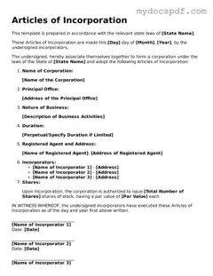 Attorney-Approved Articles of Incorporation Template