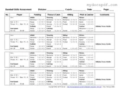 Get Baseball Assessment Form in PDF