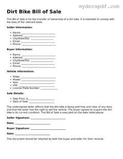 Attorney-Approved Dirt Bike Bill of Sale Template