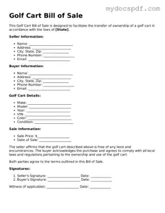 Attorney-Approved Golf Cart Bill of Sale Template