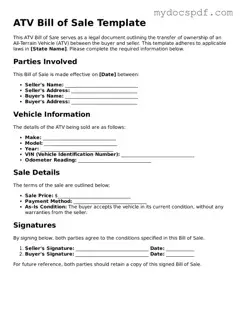 Attorney-Approved ATV Bill of Sale Template