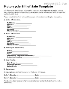 Attorney-Approved Motorcycle Bill of Sale Template