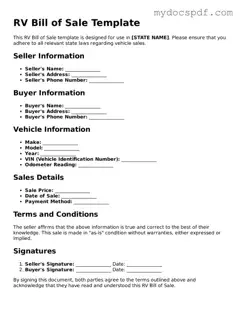 Attorney-Approved RV Bill of Sale Template