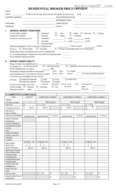 Get Broker Price Opinion Form in PDF