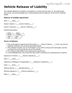 Attorney-Approved Vehicle Release of Liability Template