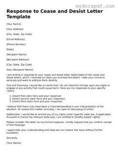 Attorney-Approved Response to a Cease and Desist Letter Template