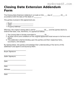 Attorney-Approved Closing Date Extension Addendum Form Template