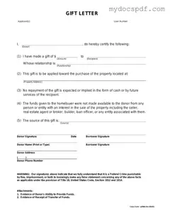Get Gift Letter Form in PDF