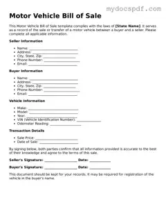 Attorney-Approved Motor Vehicle Bill of Sale Template