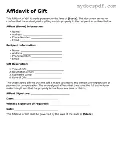 Attorney-Approved Affidavit of Gift Template