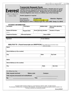 Get Everest University Transcript Form in PDF