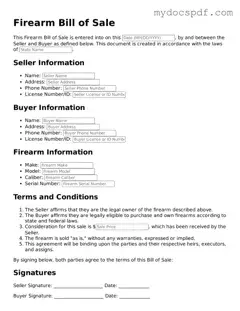 Attorney-Approved Firearm Bill of Sale Template