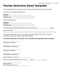 Fillable Florida Quitclaim Deed Document