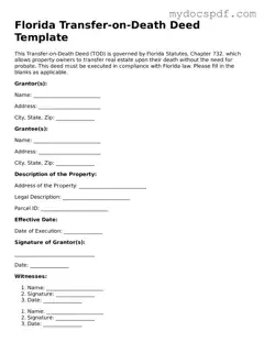 Fillable Florida Transfer-on-Death Deed Document