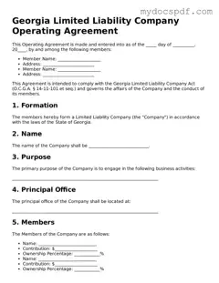 Fillable Georgia Operating Agreement Document