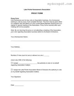 Get Homeowners Association Proxy Form in PDF