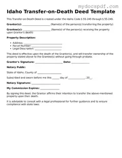 Fillable Idaho Transfer-on-Death Deed Document