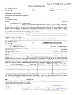Get Illinois Final Waiver Of Lien Form in PDF