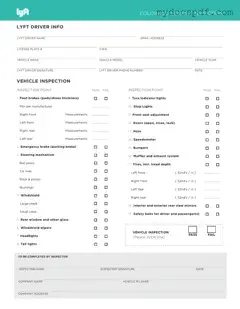 Get Lyft Inspection Form in PDF