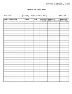 Get Medication Count Sheet Form in PDF