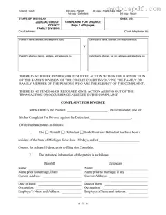 Get Michigan Complaint Divorce Form in PDF